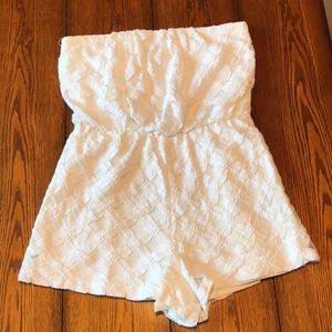 White/crocheted romper from Charlotte Russe